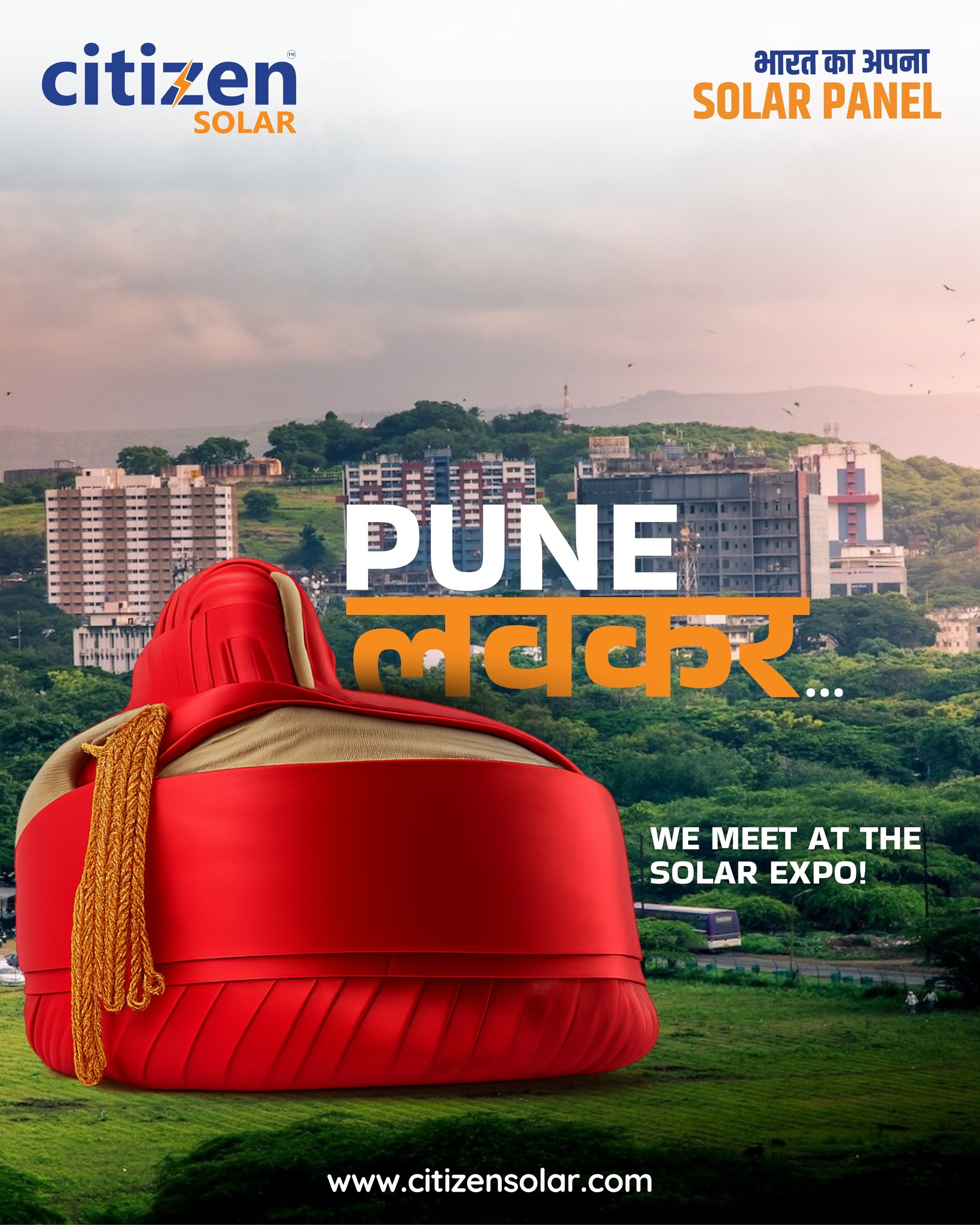 PUNE लवकरच…
Citizen Solar arrives with smarter solar solutions.
Meet us at the Solar Expo ☀️

#citizensolar #expo #solarexpo