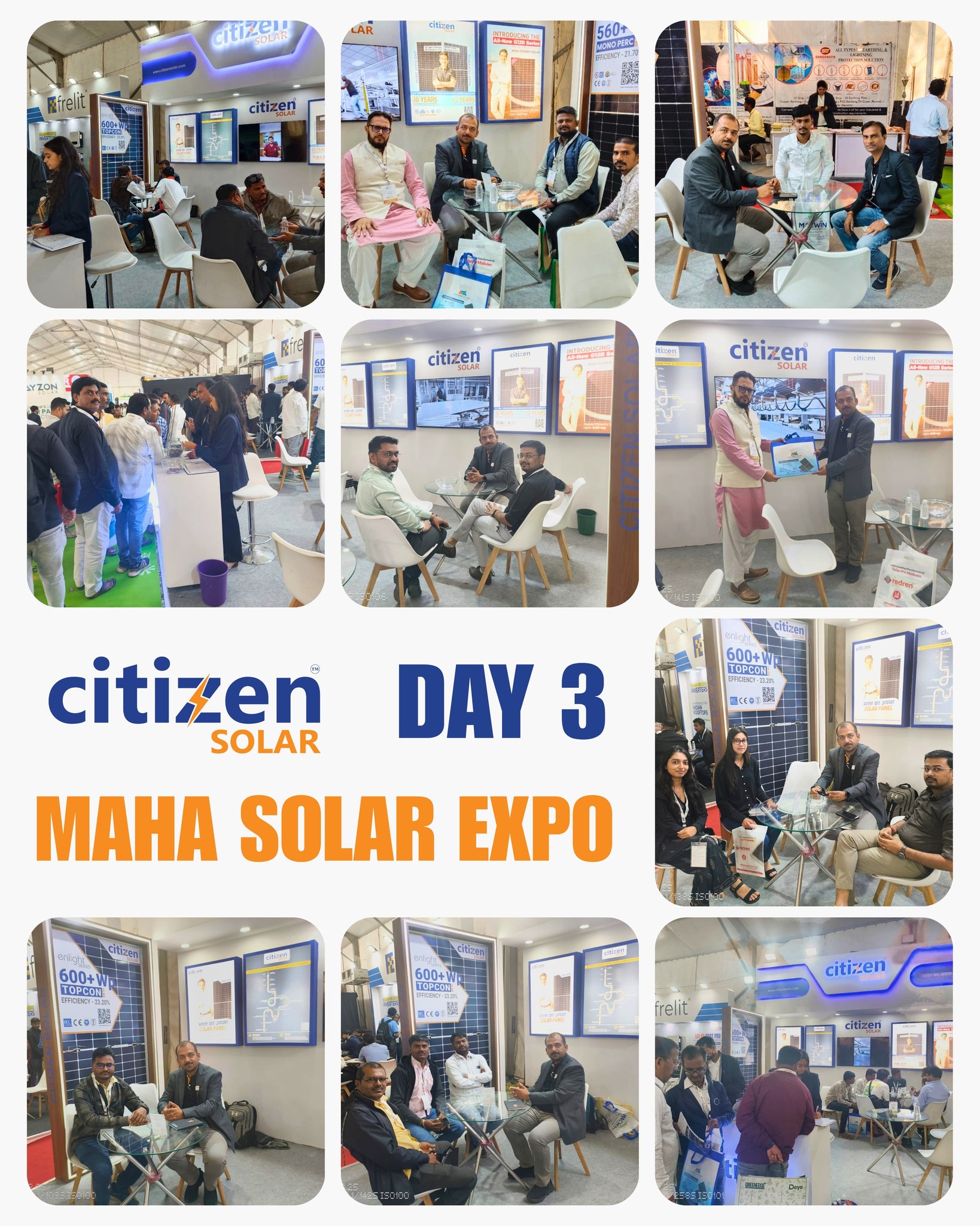 ⚡ Day 3 Finale | Maha Solar Expo 2025 ⚡

An amazing conclusion to the Maha Solar Expo 2025!
Day 3 marked powerful conversations, valuable connections, and a shared vision for a sustainable, solar-powered future.

Thank you to everyone who visited the Citizen Solar booth over the last three days. Your trust and enthusiasm motivate us to keep innovating and delivering Bharat ka apna Solar Panel 🇮🇳

Until next time - let’s continue powering India with clean energy ☀️

📍 Hall 1 | Booth 19
📍 Auto Cluster Exhibition Center, Pune

📞 Enquiries: +91 8000 111 222
🌐 www.citizensolar.com

#CitizenSolar #MahaSolarExpo2025 #Day3Highlights #ExpoFinale #SolarExpo #SolarIndia #RenewableEnergy #MakeInIndia #CleanEnergy #GreenFuture #SolarTechnology #SolarPanels #BharatKaApnaSolarPanel