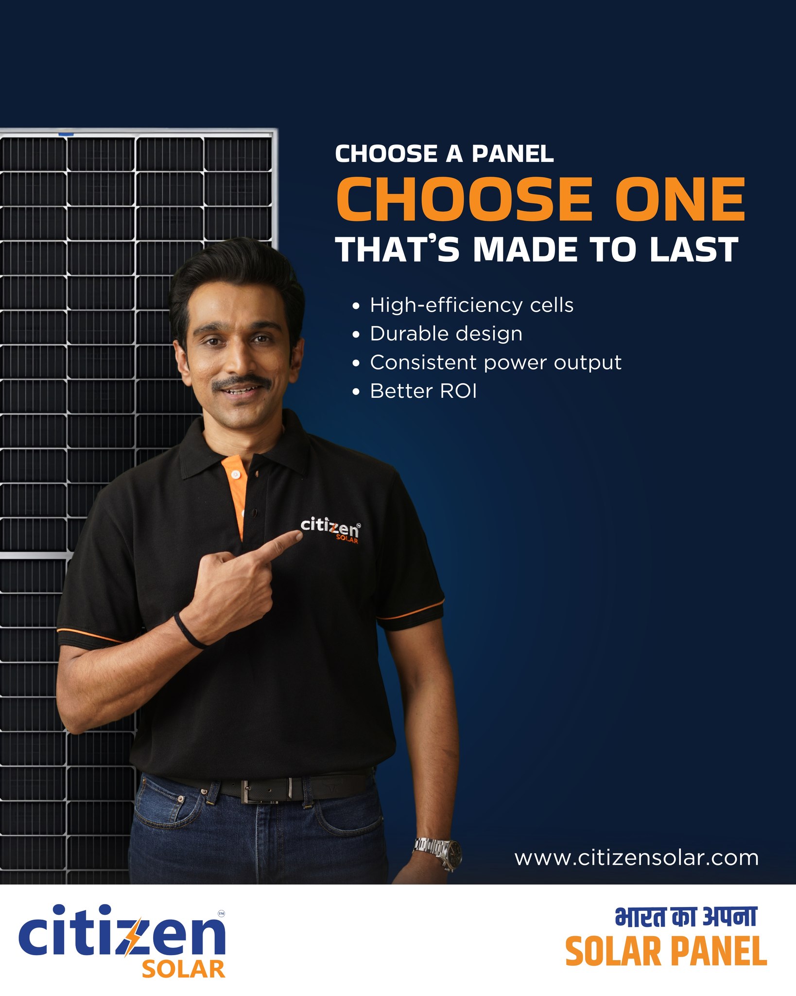 ☀️ A Solar Panel That Works as Hard as You Do

A solar panel isn’t just about generating power - it’s about reliability, efficiency, and long-term performance.
That’s exactly what Citizen Solar Panels are built for.

✔️ High-efficiency cells
✔️ Durable design for Indian conditions
✔️ Consistent power output, year after year
✔️ Better ROI for homes & businesses

When you choose a panel, choose one that’s made to last.
⚡ Citizen Solar – Bharat ka apna solar panel. 🇮🇳

📞 Enquiries: +91 8000 111 222
🌐 www.citizensolar.com

#CitizenSolar #SolarPanels #HighEfficiencySolar
