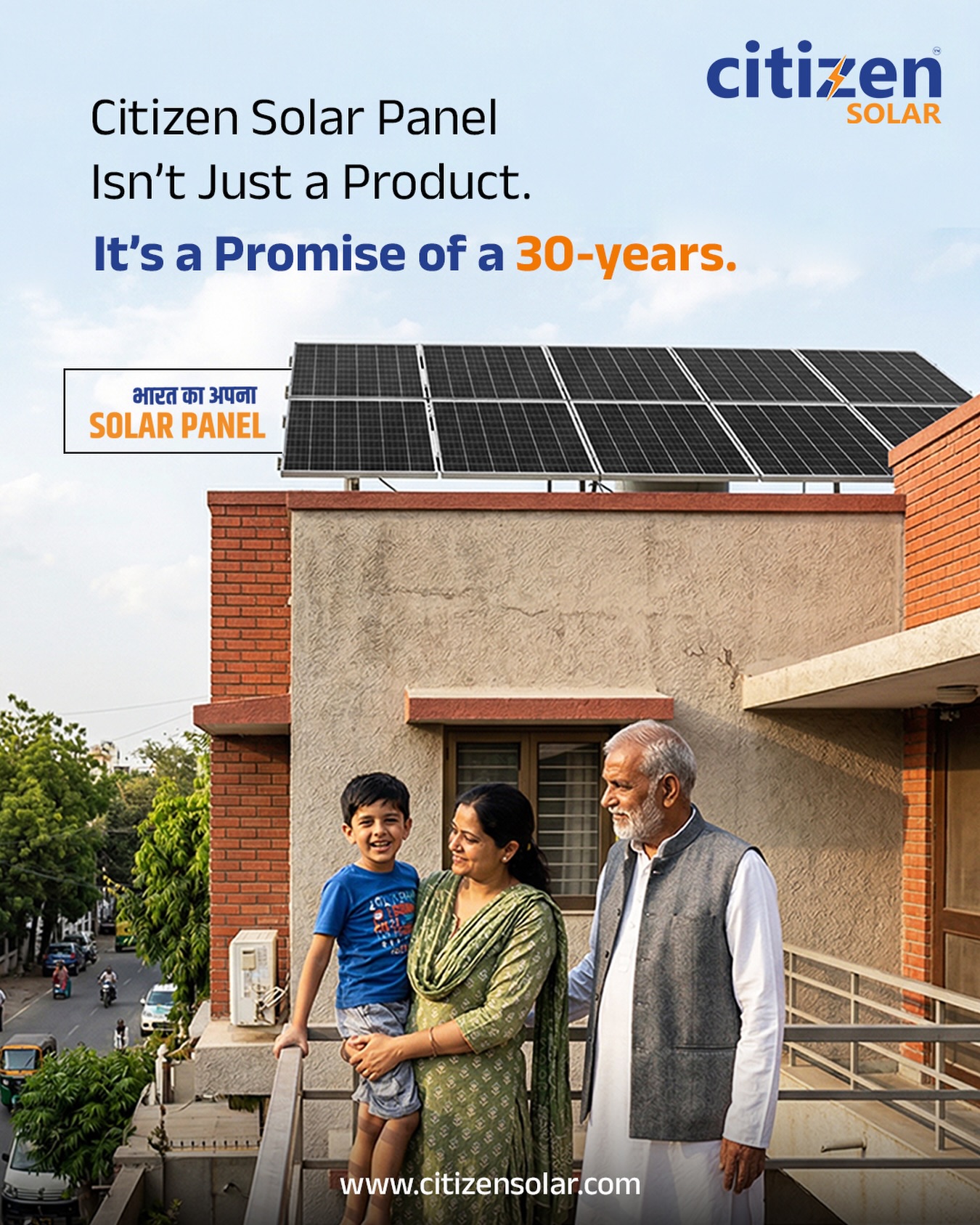 Every decision you make today shapes tomorrow - especially when it comes to energy. Rising electricity bills, unpredictable power costs, and long-term expenses can quietly impact your lifestyle.

That’s where Citizen Solar comes in. ☀️

It’s not just a solar panel installation - it’s a 30-year promise of reliability, savings, and sustainability. A promise that your family will continue to enjoy clean, uninterrupted energy for decades.

Imagine a home where:
✔️ Your electricity bills are significantly reduced
✔️ You’re protected from rising energy costs
✔️ You contribute to a greener, cleaner India 🇮🇳
✔️ And your investment keeps giving returns for years

From today’s comfort to tomorrow’s security - it all starts with one smart decision.

Make the switch to Citizen Solar.
Because a brighter future isn’t just imagined… it’s installed. ⚡

🌐 www.citizensolar.com

#SolarEnergy #CitizenSolar