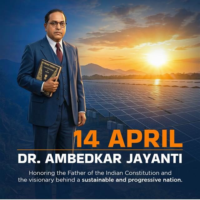 Celebrating the legacy of Dr. B. R. Ambedkar - the visionary who laid the foundation of equality, justice, and progress for modern India 🇮🇳

On this Ambedkar Jayanti, let’s not just remember his words, but live by his ideals - building a nation that is empowered, inclusive, and forward-thinking.

Just like his vision, the future of India is progressive, sustainable, and full of possibilities ☀️

#AmbedkarJayanti #DrAmbedkar #Inspiration