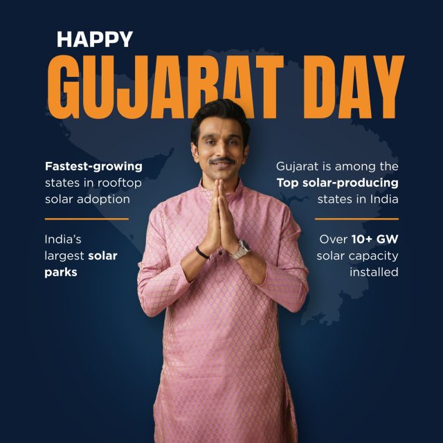 Gujarat isn’t just celebrating a day… it’s leading a revolution ☀️

From powering homes to transforming farms, Gujarat stands strong as one of India’s top solar states - proving that progress and sustainability can go hand in hand.

Here’s to the land of growth, innovation, and endless sunshine 🌱⚡
Happy Gujarat Day!

#gujaratday