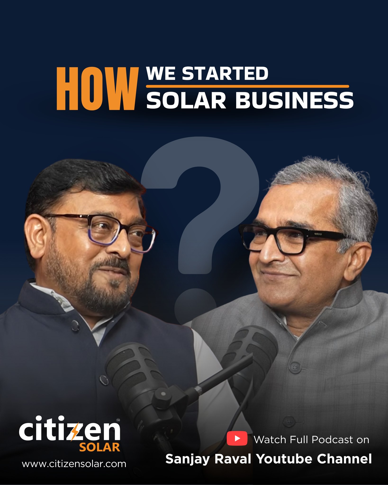 From vision to reality ☀️

Every successful business has a story filled with risks, struggles, and big dreams.
Here’s how the journey of Citizen Solar began  straight from the Managing Director Himself.

Watch the full podcast with Sanjay Raval and discover the untold story behind building a solar empire. ⚡🎙️

#CitizenSolar #SanjayRaval #SolarBusiness