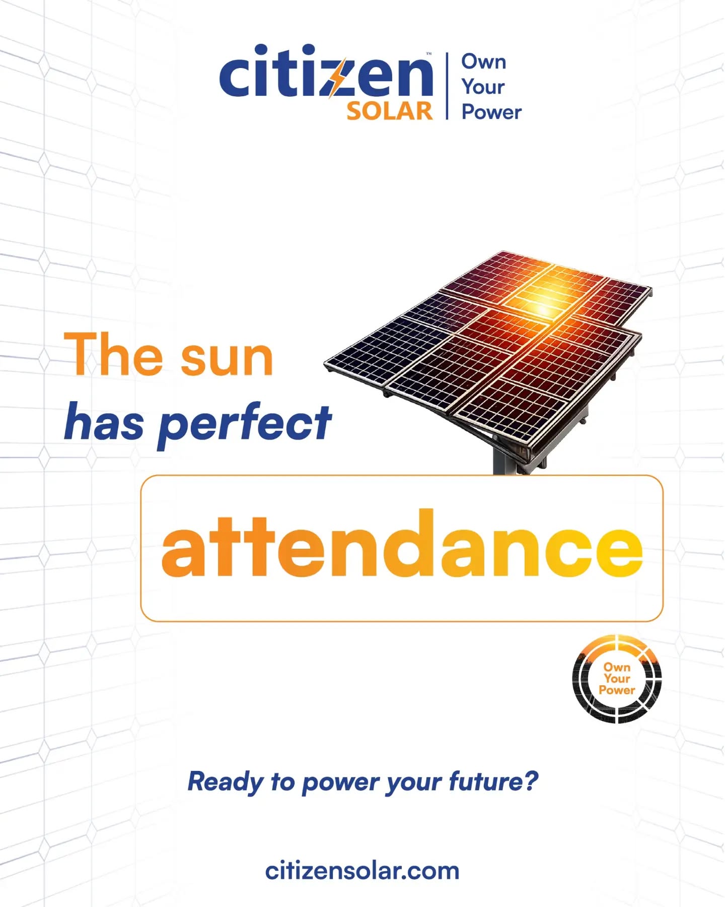 Every sunrise gives you a choice.

Continue depending on the grid.
OR 
Start generating your own energy.

With advanced TOPCon technology, Citizen Solar helps homes, businesses, and industries harness the power that's available every single day.

Because the future doesn't belong to those who wait for power. 
It belongs to those who create it.

Own Your Power.
.
.
.
#CitizenSolar #OwnYourPower #SolarEnergy #RenewableEnergy