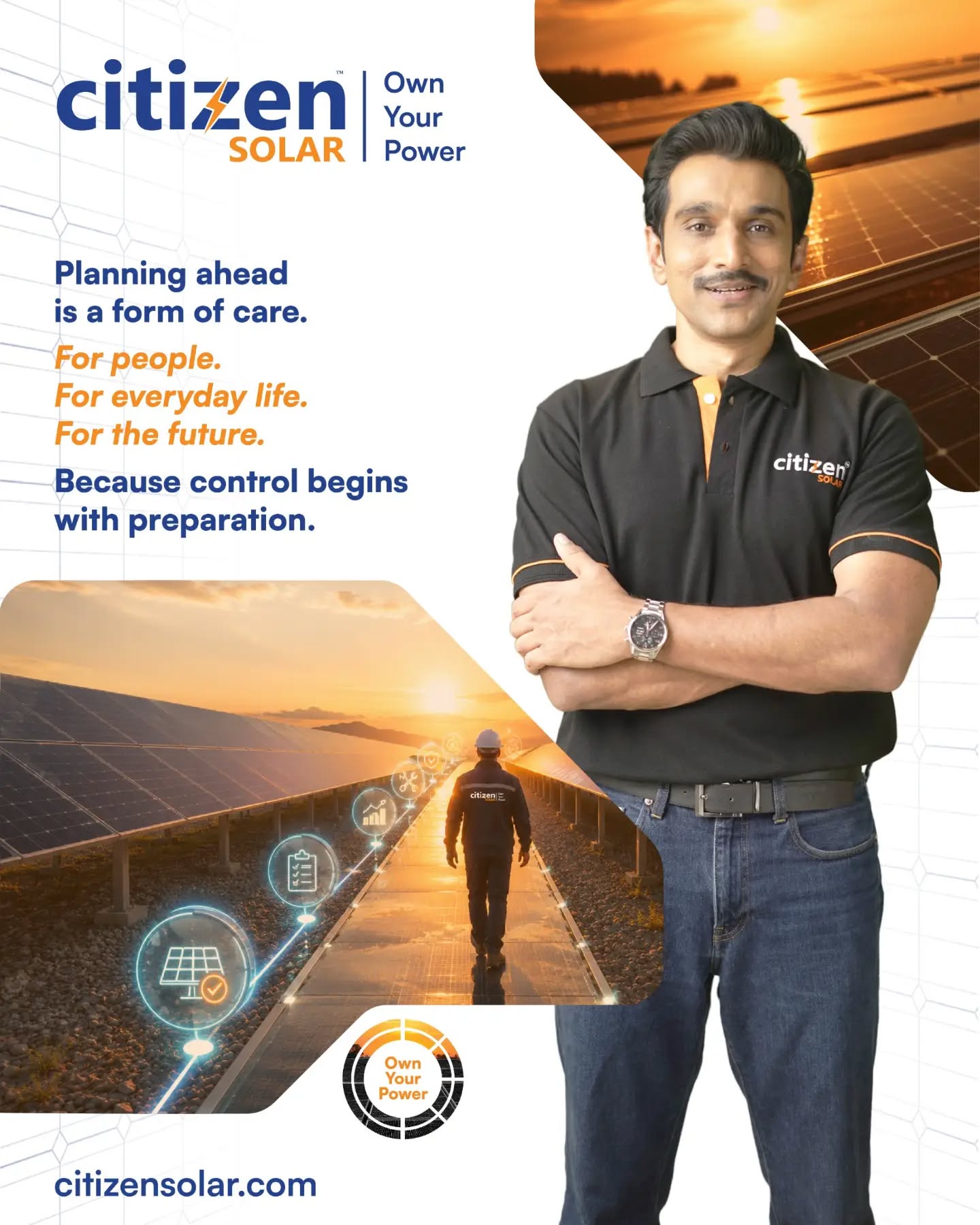 The best time to prepare isn't when you need power. It's before you do.

Every decision you make today shapes tomorrow.

Choosing solar isn't just about generating electricity. It's about planning ahead, taking control, and creating a more reliable future—for your home, your business, and the people who depend on you.

Control begins with preparation.

Own Your Power.
.
.
.
#CitizenSolar #OwnYourPower #SolarEnergy #RenewableEnergy