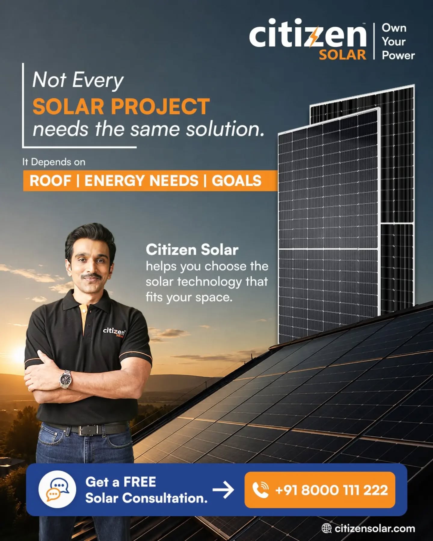 Not every solar project needs the same solution. And that’s exactly why the right choice matters. 

Your roof. Your energy needs. Your goals.

They all play a role in choosing the right solar technology for your project.

At Citizen Solar, we help you make that choice with the right solution for your space  so you can generate with confidence and Own Your Power.

Not sure which solar technology is right for you?

 👉 Get a FREE Solar Consultation: 
Call us on:+91 8000 111 222
.
.
.
#CitizenSolar #OwnYourPower #SolarIndia #SolarConsultation