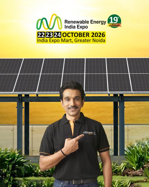 The countdown is on! ☀️ Only 4 days to go!

Citizen Solar is gearing up for the **19th Renewable Energy India Expo 2026** at India Expo Mart, Greater Noida.

📅 October 22–24, 2026 
📍 Hall No. 9 | Booth B125

Meet Team Citizen Solar, explore our solar innovations, and discover how we’re powering a brighter, more sustainable future.

See you at REI Expo 2026! 

#CitizenSolar #REIExpo2026 #RenewableEnergyIndia #SolarEnergy #SolarInnovation #GreaterNoida #RenewableEnergy